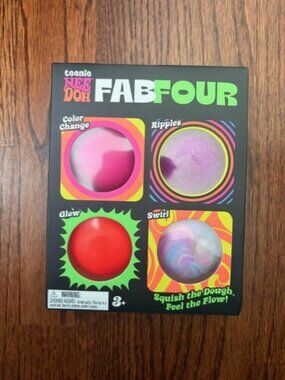 NeeDoh Teenie Fab Four 4-Pack Color Change Glow Swirl Fidget Sensory Toy New